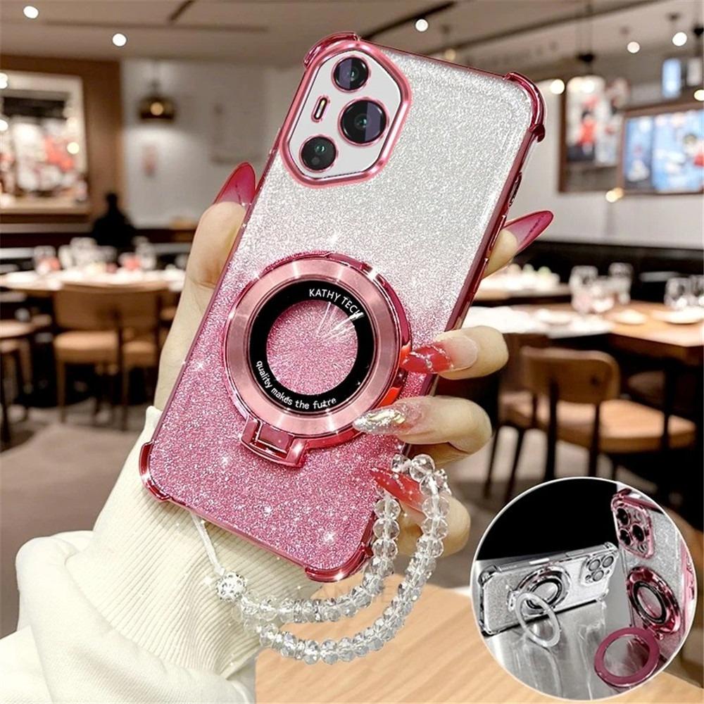 Crystal Bracelet Magnetic Stand Phone Case For Honor 400 Smart Lite 200 Pro 300 100 90 80 70 60 50 SE Glitter Shockproof Cover