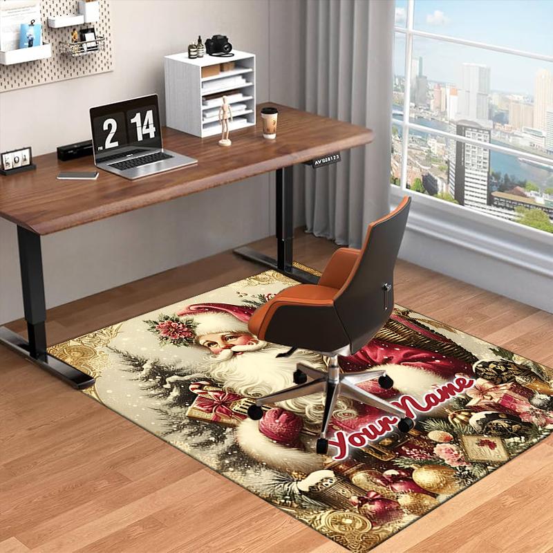 1PC Custom Name Christmas Santa Claus Theme Floor Mat Ideal for Living Room, Game Rooms, Office, Bedroom,Floor Mat Playful Design3