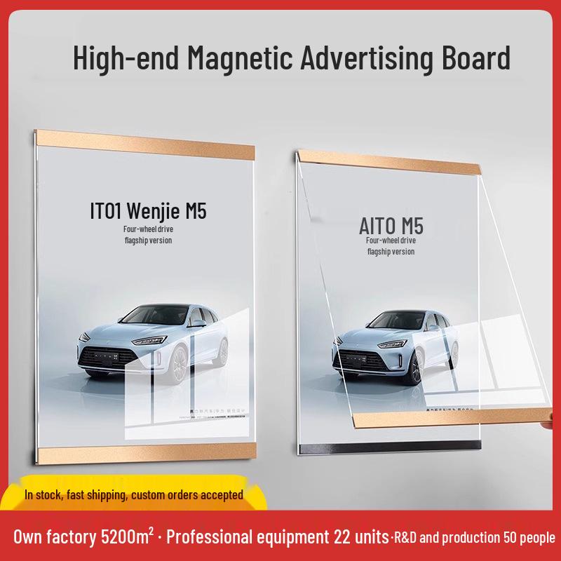 A3 Magnetic Aluminum Poster Frame – Wall-mounted Acrylic Display Board Gold-Vertical