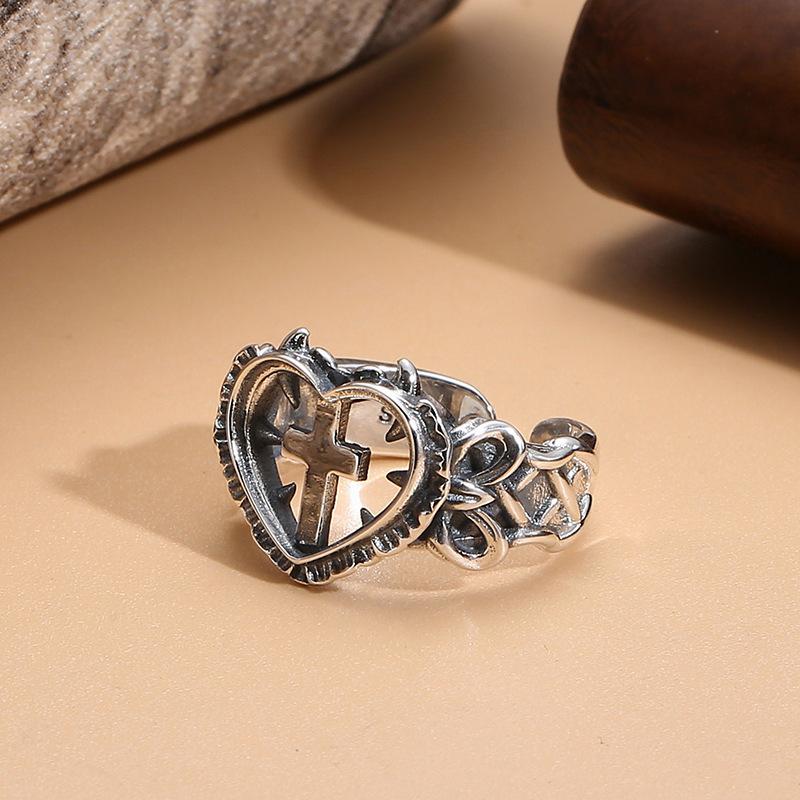 Punk Cross Ring Hip-hop Fashion Retro Ring Trend Love Open Index Finger Ring