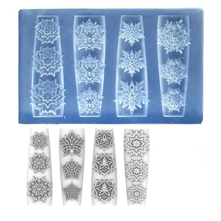 Beautiful 3D Floral Nail Art Silicone Mold Elegant Carving Flower Nail Art Accessory Mold for DIY Resin Designs