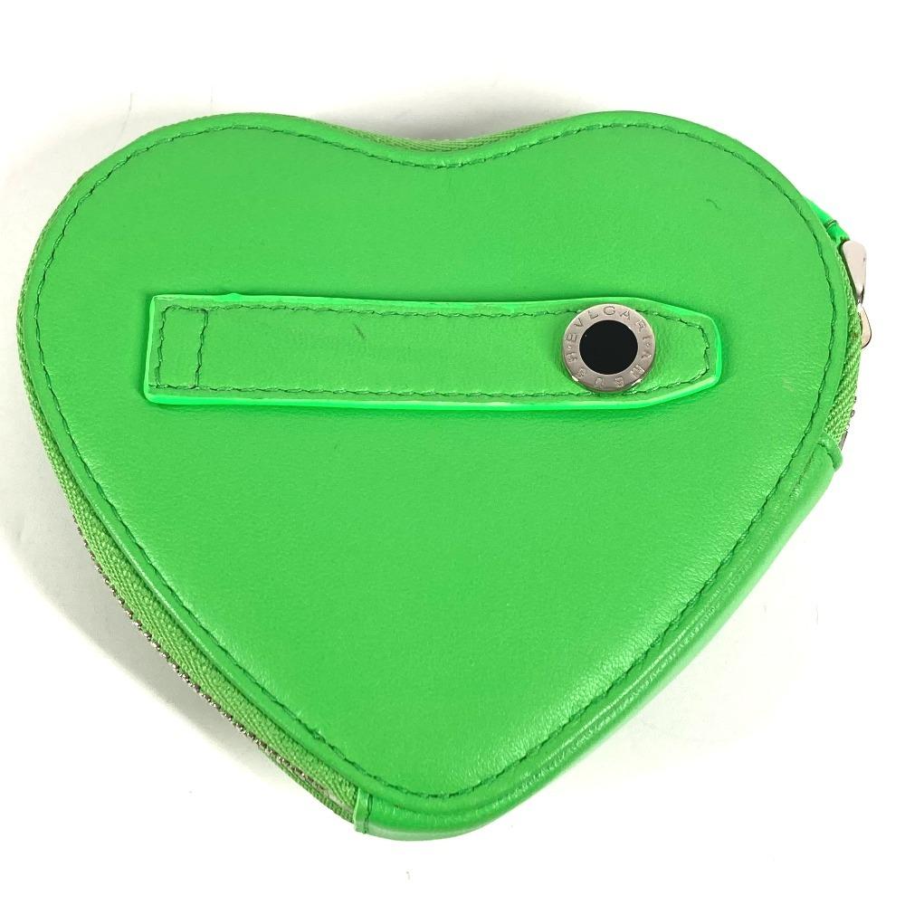 BVLGARI AMBUSH Logo Heart Wallet Coin Compartment coin purse Leather Green