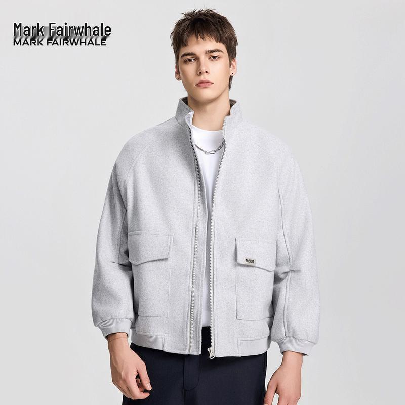 Mark Fairwhale Herren Amerikanische Retro Stehkragen Wolljacke