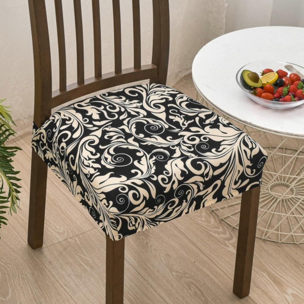 Soft Printed Design Stretch Chair Cover Square Elastic Bottom Chair Seat Cover Removable Chair Slipcover Home Decor