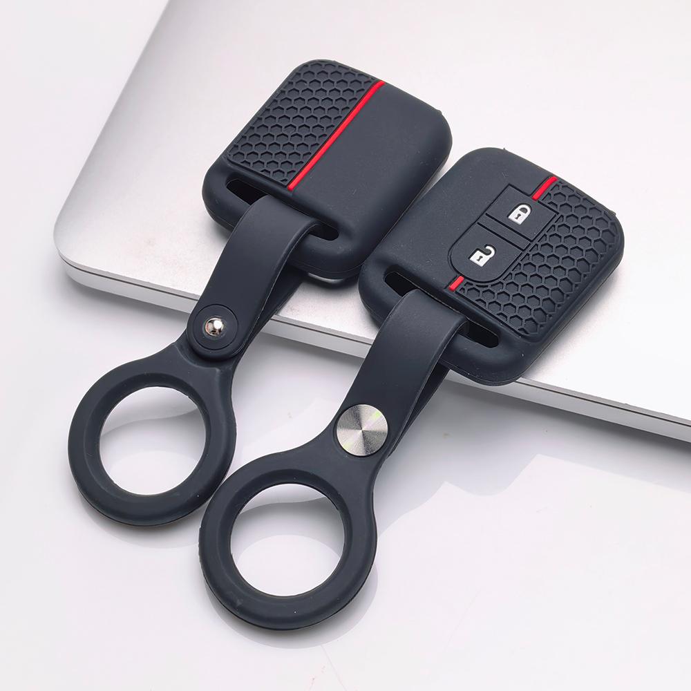 Key Fob Cover for Nissan Qashqai Micra Tiida Sunny Livina Sylphy with Keychain Anti-Scratch Surface Shockproof Structure Soft Grip Texture