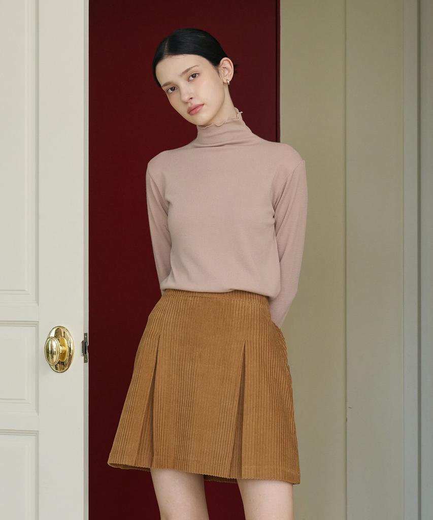 BIBYSEOB Corduroy Tuck Mini Skirt Camel [T43]