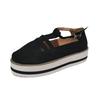 Summer 2021 Round Toe Platform Sole Color Block Hollow Buckle Women's Casual Loafers