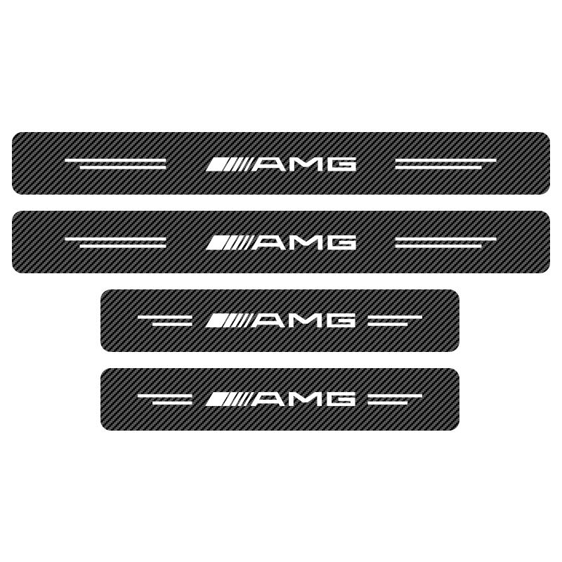 4Pcs Car Door Plate Carbon Fiber Threshold Protector Sticker For Mercedes Benz AMG GLC GLE CLA W204 W205 W203 W211 W212 W213
