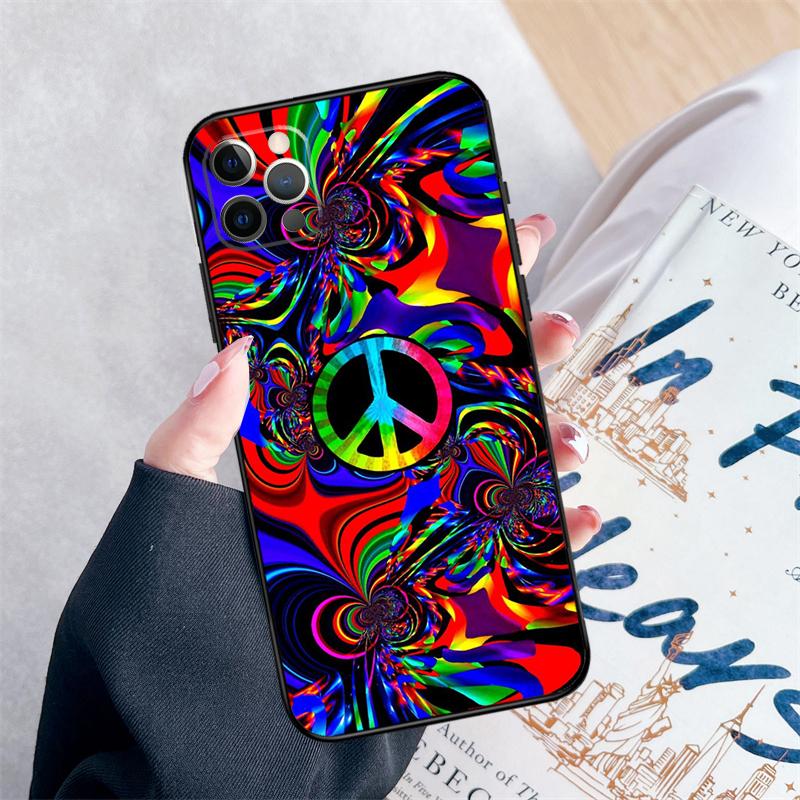 Psychedelic Art Peace Phone Case For iPhone 14 15 16 Pro Max 12 13 Mini 11 Pro Max XR 15 16 Plus 16e Cover Coque