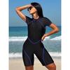Women S Color Block Zip One Piece Swimsuit Bikini Surfing Suit