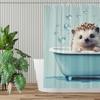 Funny Hedgehog Shower Curtain Hedgehog Bathing In Bathtub Cute Animal Puppy Pet Hilarious Shower Curtain Bathroom Set
