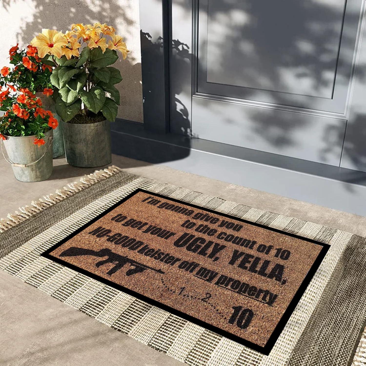 Ik ga je tot tien tellen Ga van mijn terrein Weg Ga Weg Deurmat Rubberen Keukenmat Tuindeurmat Antislip Tapijt 18inchx30inch