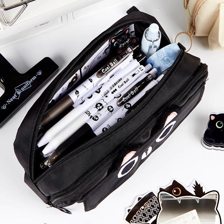 Cat Ears Pencil Case With Embroidery And Large Capacity For School Supplies