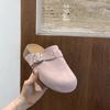 Inner height increase single shoe bag head half slippers women's shoes outer wear 2025 summer vacation style retro Roman woven sandals