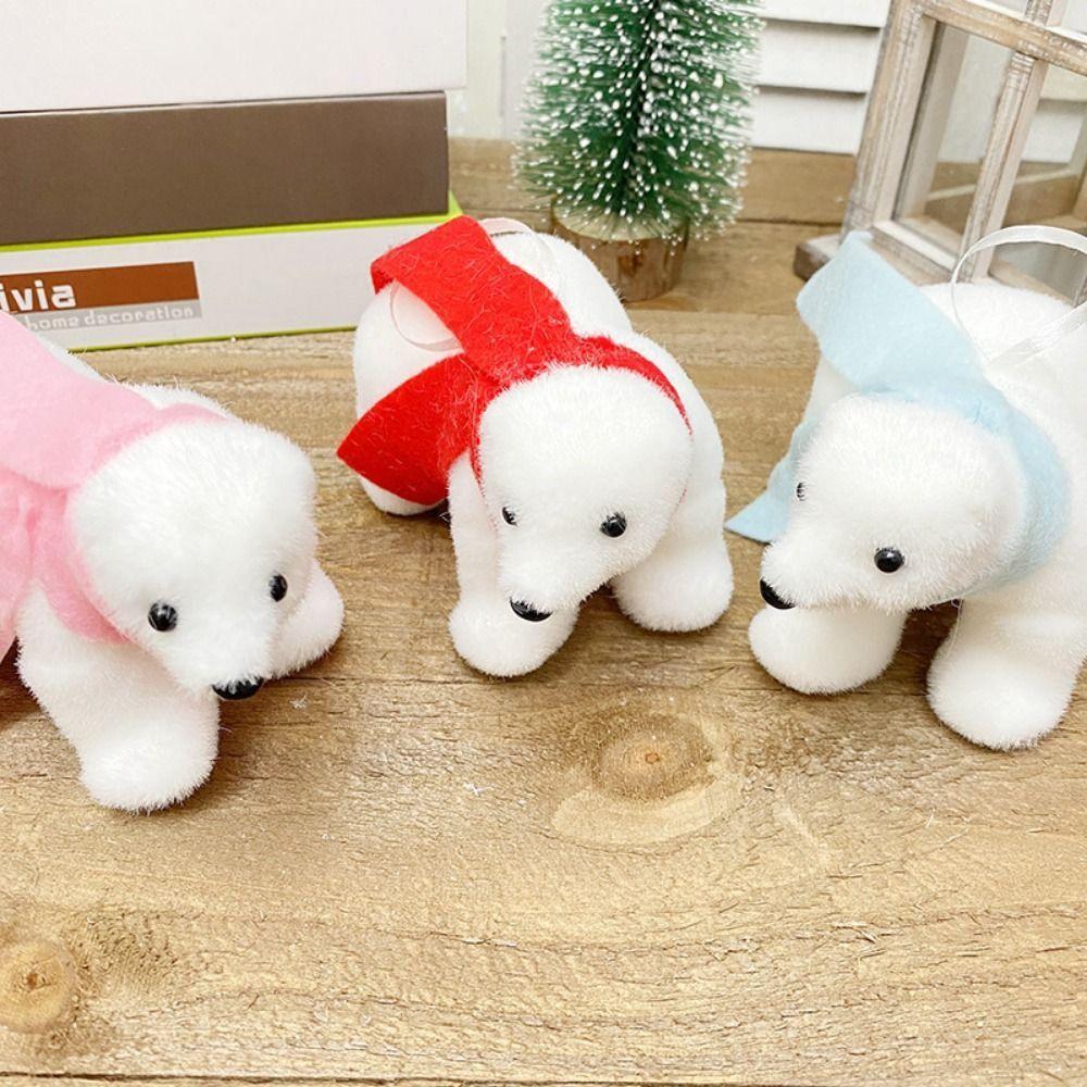 2Pcs 3D White Bear Ornaments Cute Simulated Polar Bear Funny Christmas Bear Pendant  Outdoor