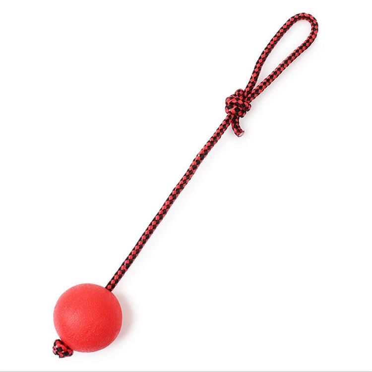 Durable Solid Rubber Dog Chew Tooth Cleaning Training Ball Pet Toy with Rope Handle (Red,S:5.0cm) красный