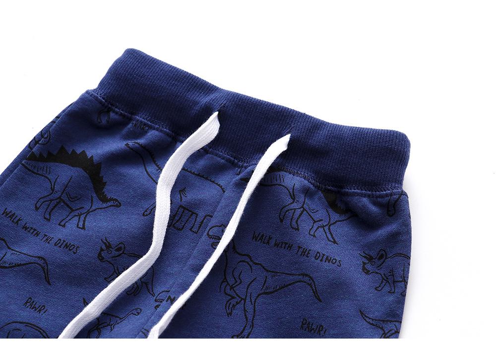Dinosaur One-Piece Cotton Terry Sweatpants for Kids - Autumn/Winter Collection for Boys & Girls