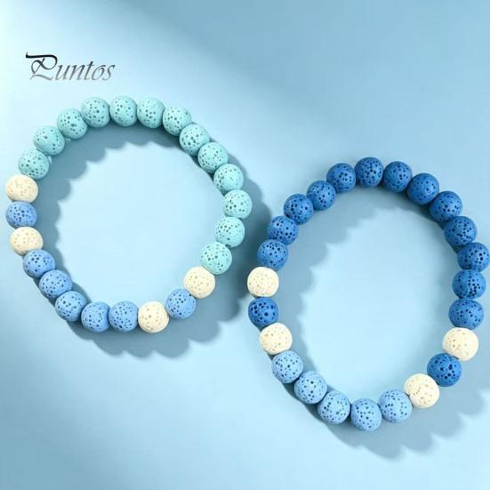 Minimalist Stackable Beaded Jewelry Obsidian Stone Bracelet for Men Women, Colorful Rock Beads Handmade Elastic Stretch Bracelet, Aromatherapy