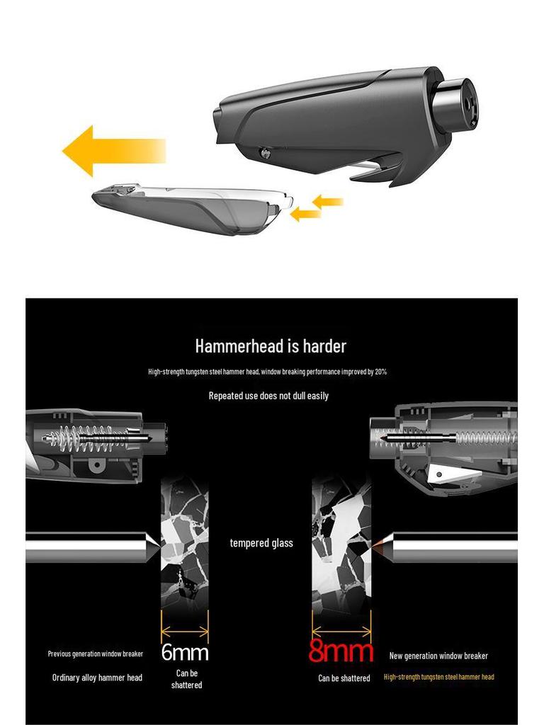 Tungsten Steel Multifunctional Keychain Safety Hammer: Lifesaving Escape Tool & Window Breaker for Sedans, Trucks, Firefighters.