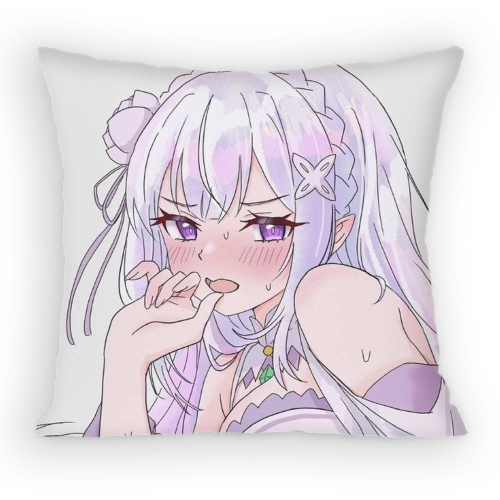 

re zero infinity Emilia Cute Anime GGirl Pillow Case Sofa Living Room BedroomHeadboard Backrest Cushion Square Cushion Nap Time 30x30 cm