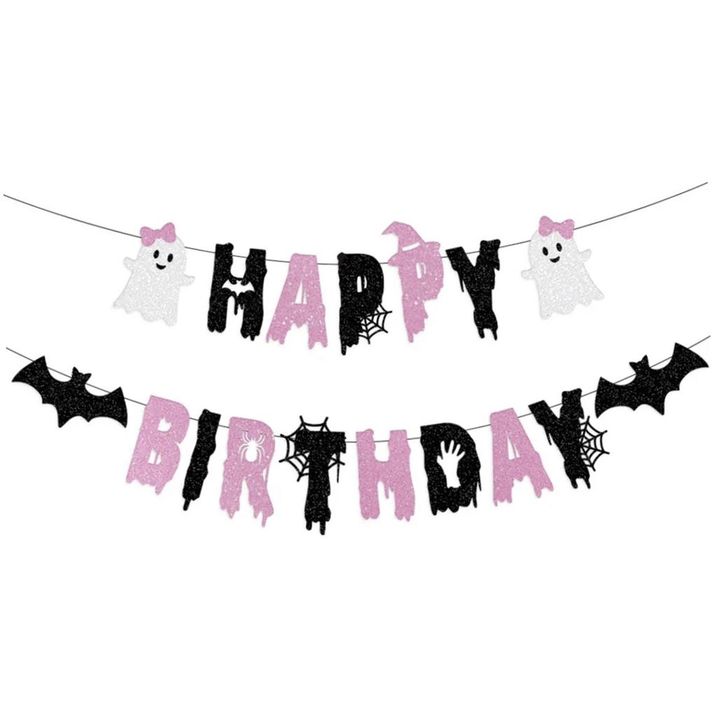Halloween Birthday Banner Decorations Multi Color Paper Party Supplies For Decor 1 Set