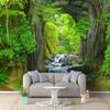 3D Photo Wallpaper Murals Green Forest Cave Scenery Living Room Bedroom Background Wall Mural Non-woven Wallpaper Decor