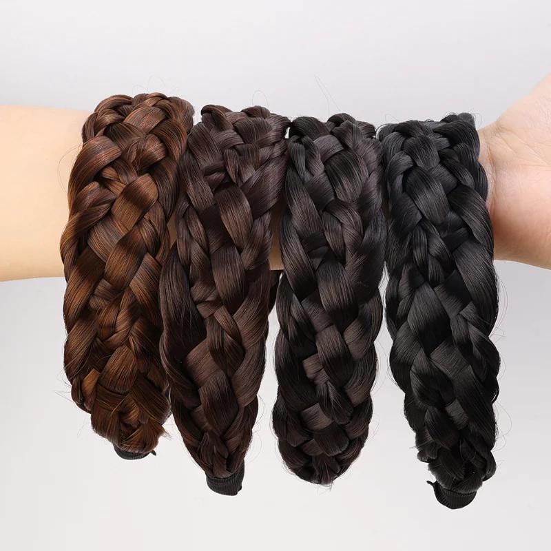 Modische Twist-Perücken-Stirnbänder für Damen Breite Fischgrätenzöpfe Haarbänder Handgefertigter Kopfschmuck Hairstyle Kopfbedeckung Accessoires Geschenk