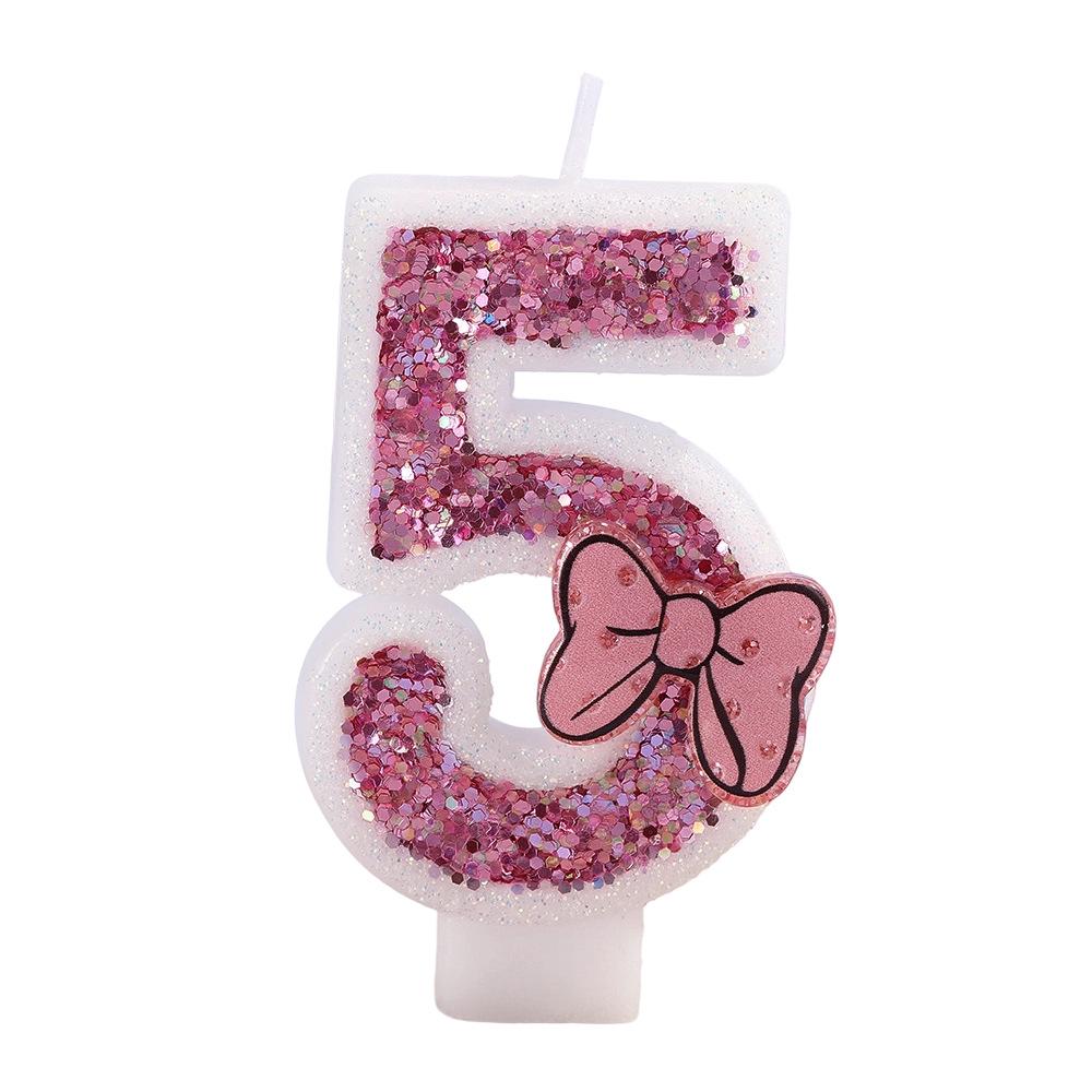 Handmade Overlock Bow Number Birthday Candles for Cake Decoration and Party Atmosphere
