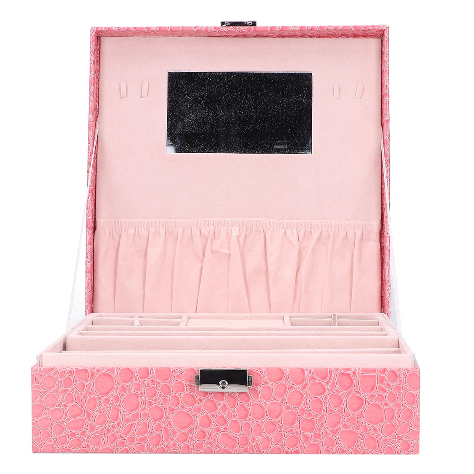 

Pink Artificial Leather Jewelry Box Watch Jewelry Packaging Container Holder for Girls