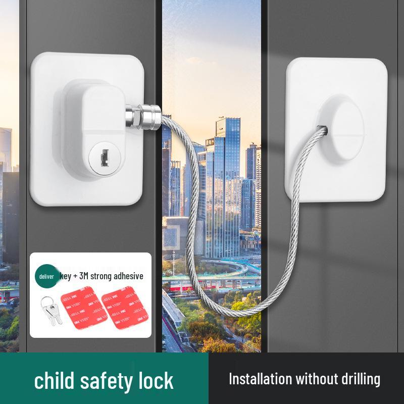 Anti-Theft Child Safety Lock for Outward Opening Windows and Doors - No-Drill Sliding Latch Limiter