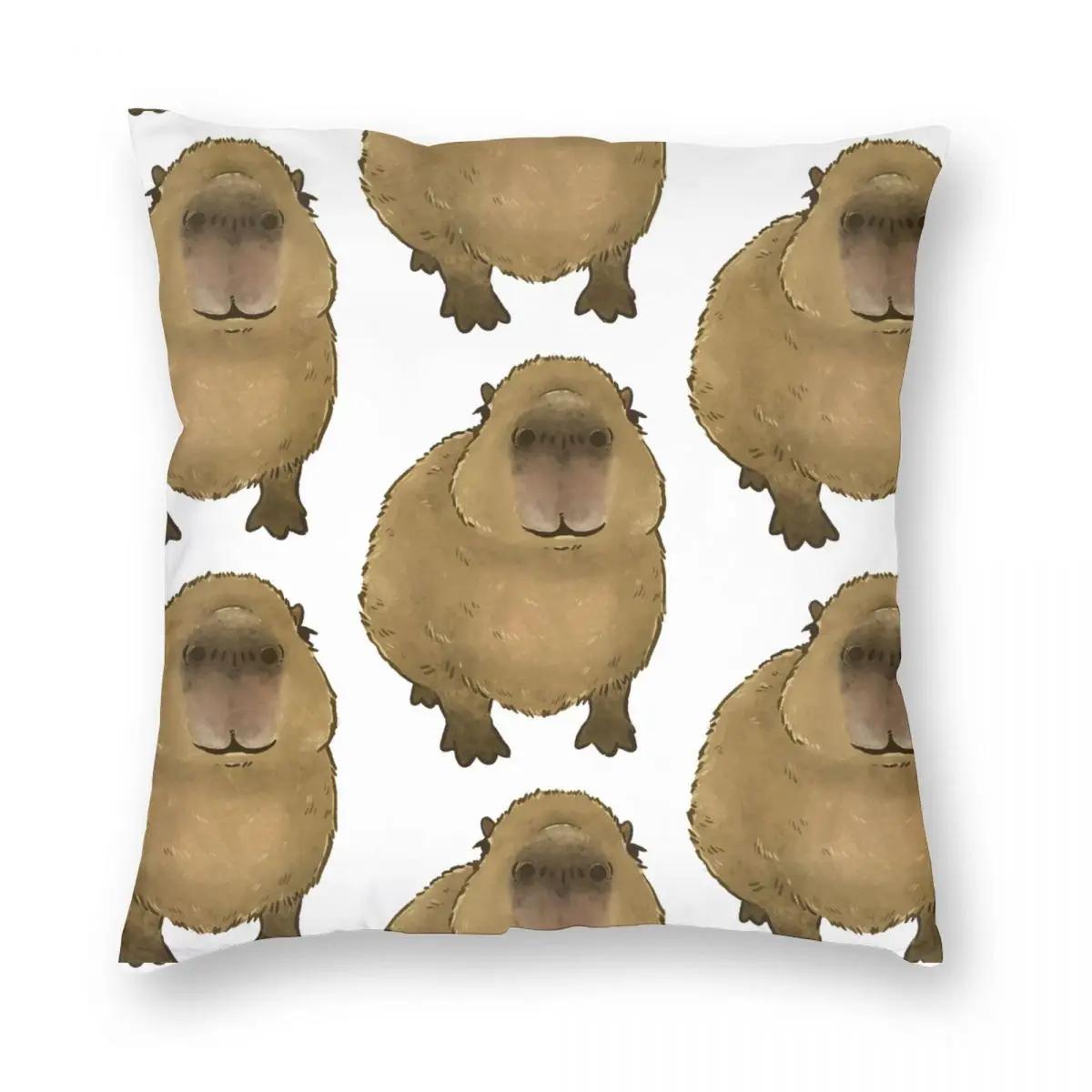 

Gort The Famous Capybara Pillowcase Soft Polyester Cushion Cover Decorative Cute Animal Pillow Case Cover Bed Square X 30x30cm бежевий