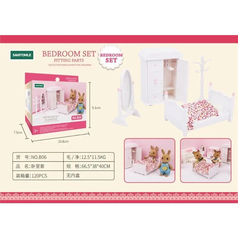 Forest Home Animal Family Mini Rabbit Villa Living Room Kitchen Bedroom Garden Micro Furniture Set Girl Pretend Play Toy Model