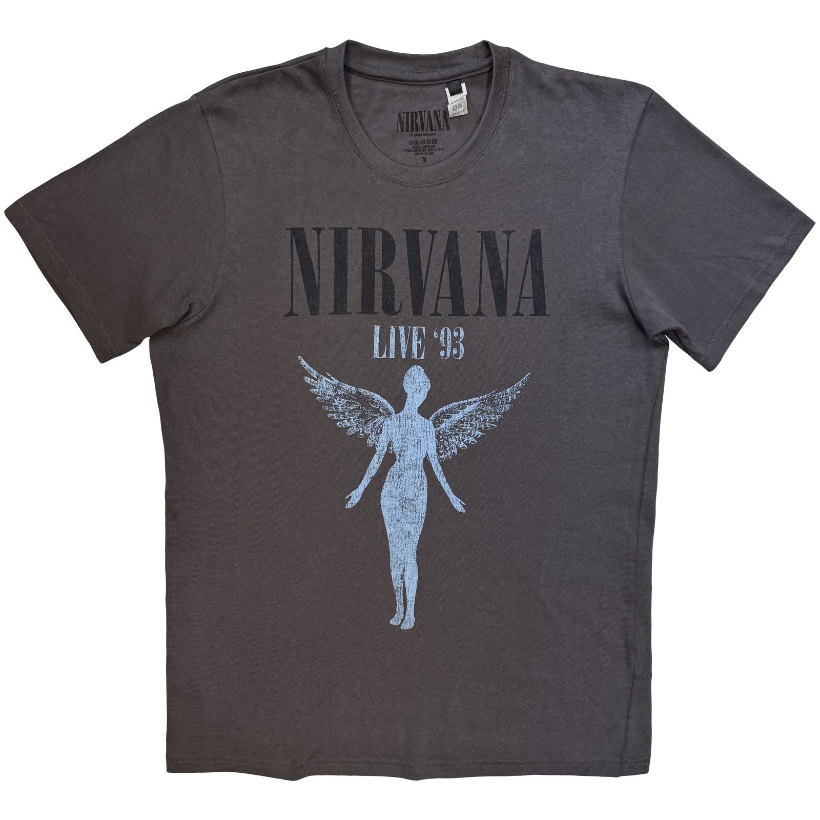 Nirvana tshirt live 93 angel charcoal grey official new L