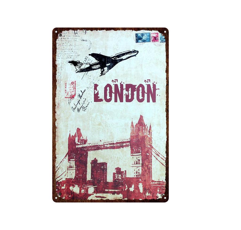 Panneau en métal avec paysage de bord de mer hawaïen Waikiki, célèbre ville touristique rétro, Plaque décorative de surf/voiture, peinture en fer, 20x30cm