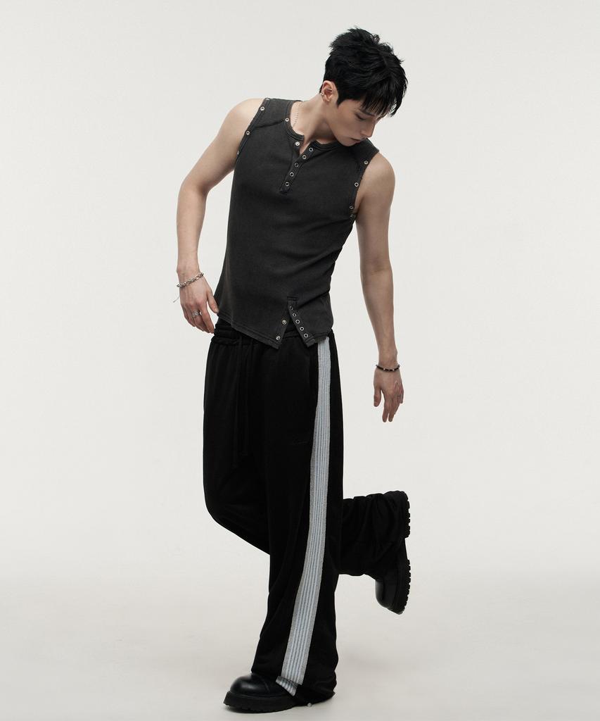 LANARCHIVE [0153] Side Track Training Pants - Black