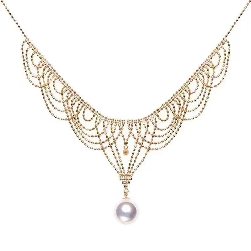 French elegant lace woven necklace retro court style collarbone chain necklace