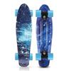 22" Beginner Adult Skateboard with Plastic Deck, Single Kick, and Water Transfer Design for Street Cruising.