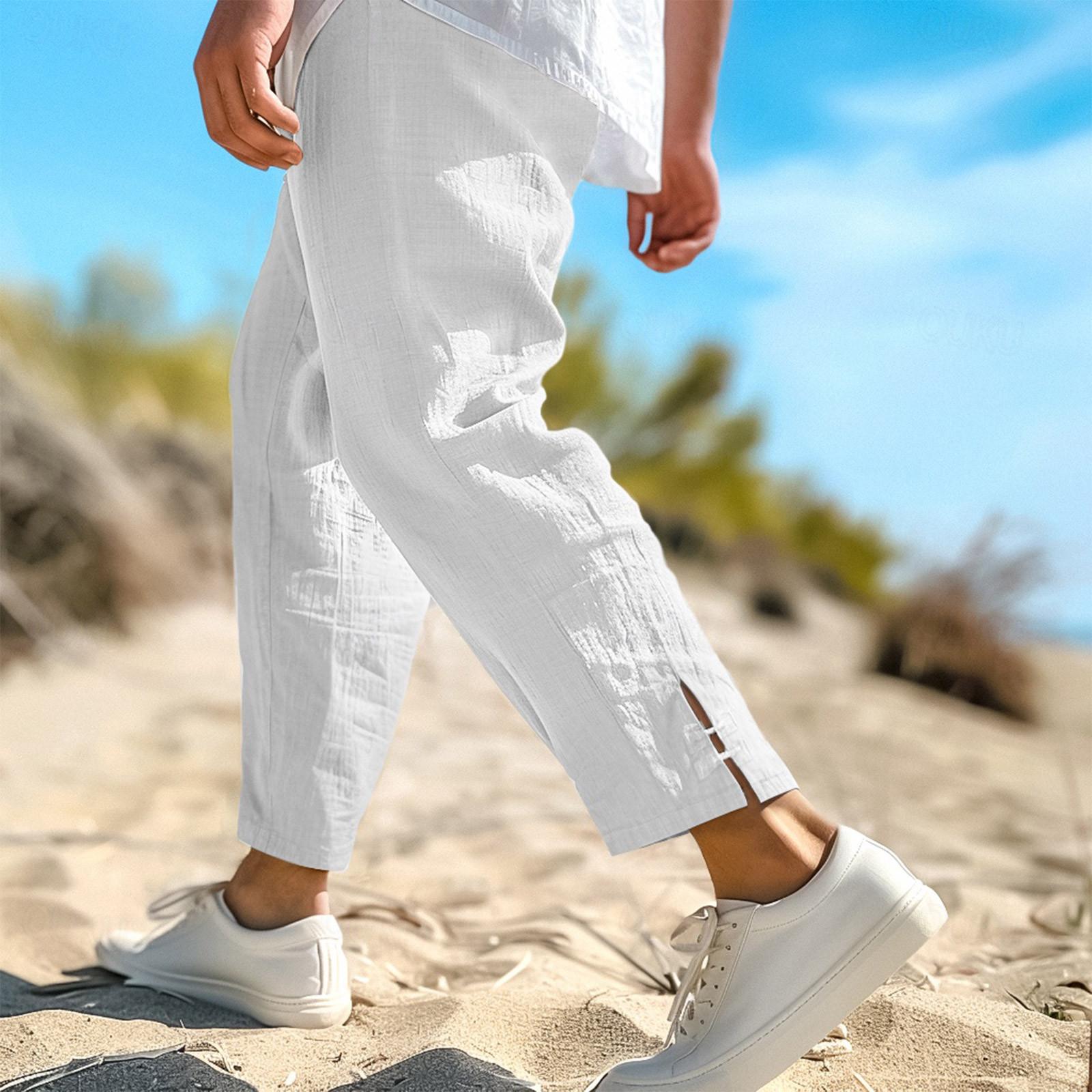 

Мужские комбинезоны, повседневные брюки с несколькими карманами и завязками, походные брюки, хлопковые саржевые брюки XL белый