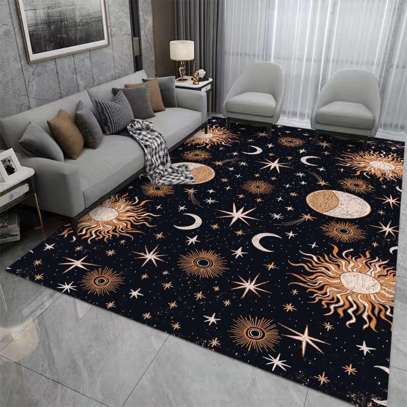 Night Sky Rug Moon and Stars Pattern Stars Pattern Stars Rug Moon Pattern Moon Rug Moon Decor Starry Night Rug Home Decoration