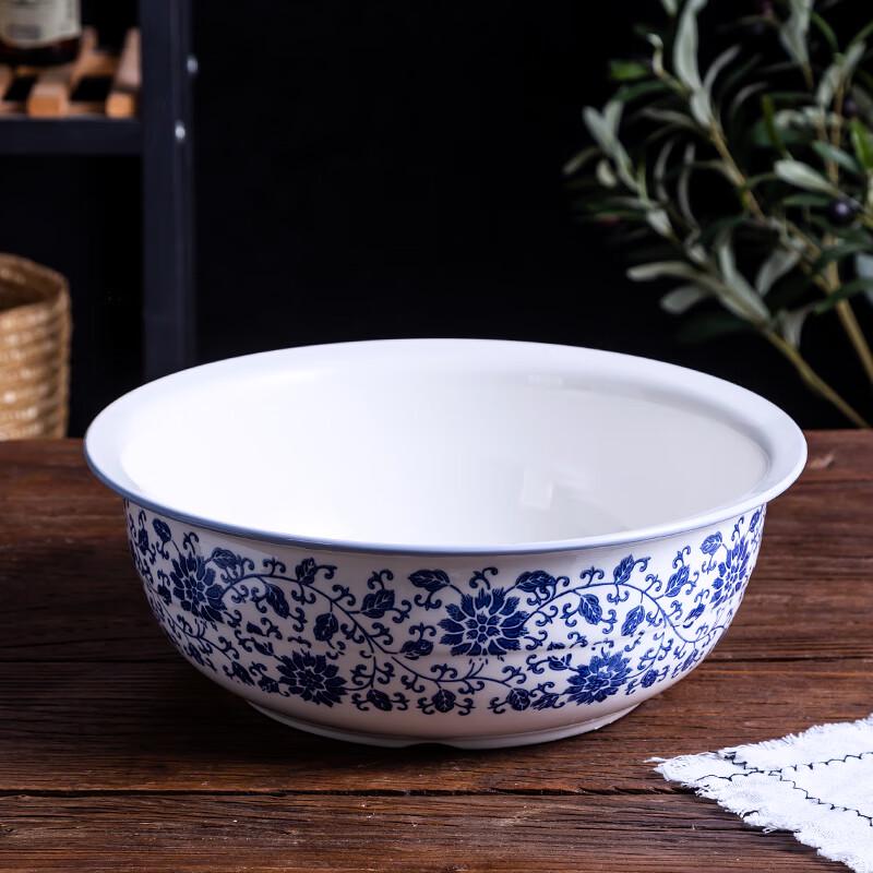 Traditional Blue & White Porcelain Dough Mixing Basin