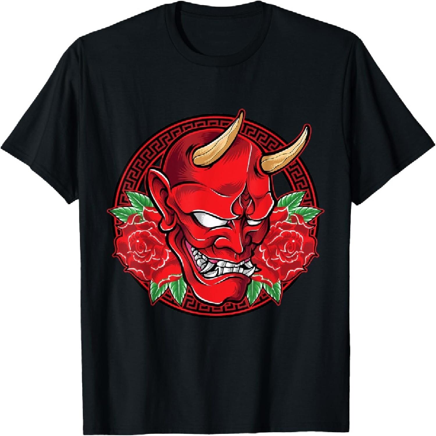 

Japanese Demon Art Mask Skull Devil Oni Harajuku Style T-Shirt XXXXXL різнокольоровий