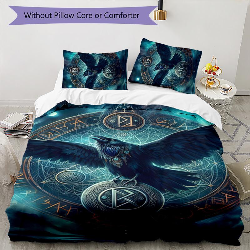 Mythology Valhalla 3pcs Bedding Set Duvet Cover Closure Includes 1 Duvet Cover & 2 Pillowcases for All Seasons Bedroom Home Dorm Decor