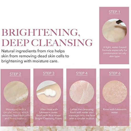 Face Shop -Rice Bright Cleansing Foam  Face Care Products: Washing Foam 150ml and Hydrophilic Oil 150ml