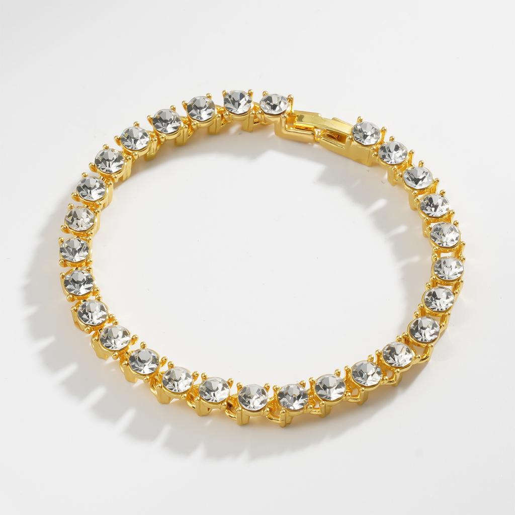 New temperament simple round full diamond tennis chain hip hop hand jewelry spot