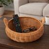 Handmade Round Rattan Storage Tray Large Capacity Dry Fruit Storage Tray  Bedroom