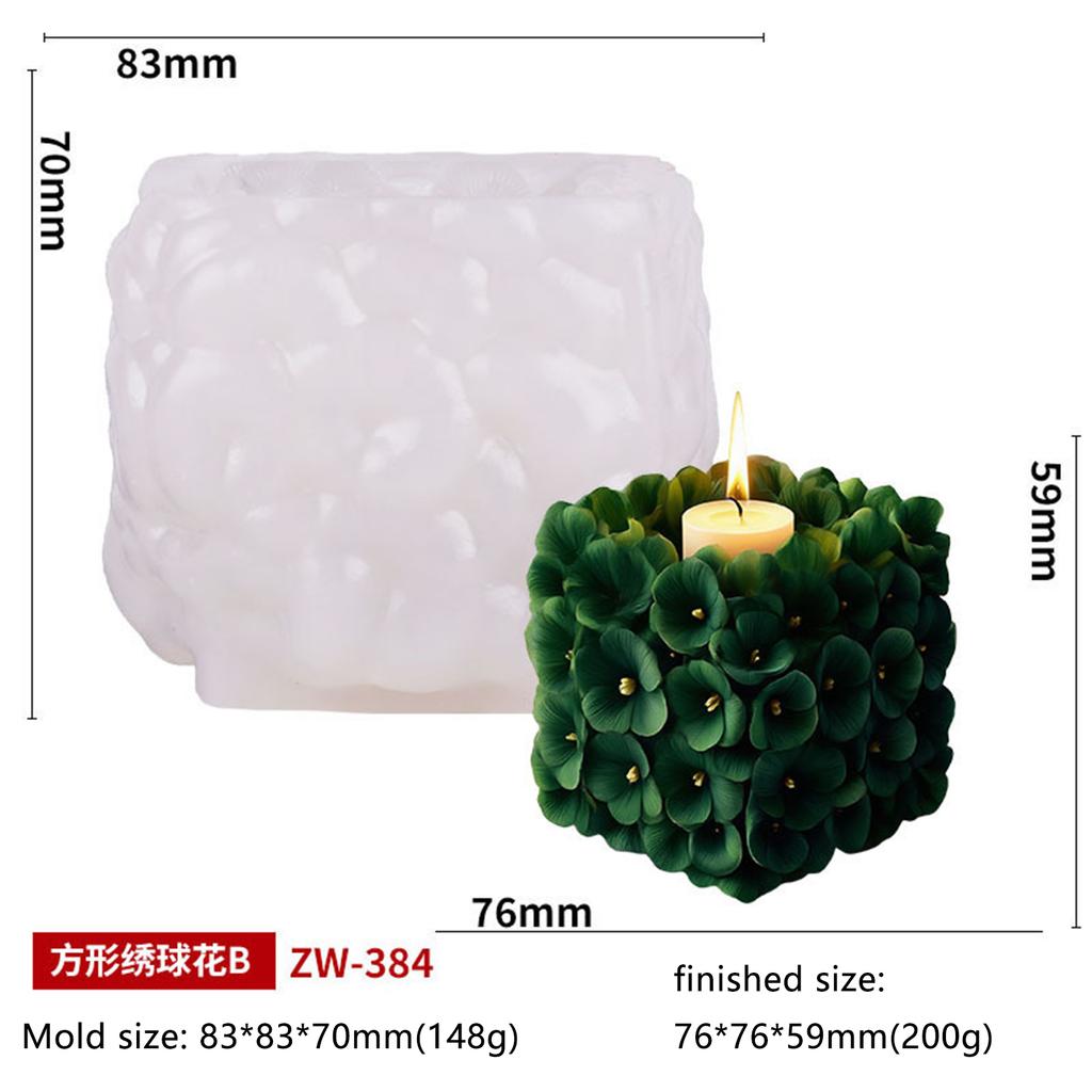 Fyrkantig Hortensia Aromaterapi Ljus Silikonform DIY Pionblomma Silikonform Kreativ Aromspridare Prydnad