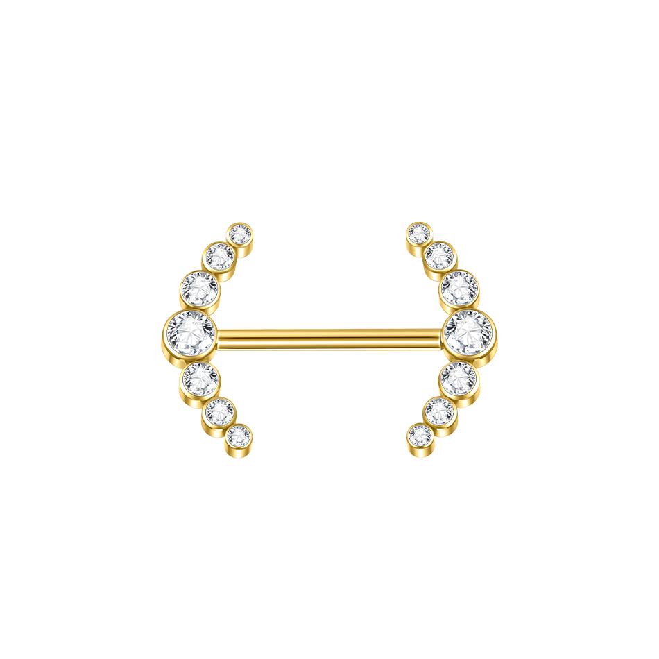 1PC PVD Titanium Nipple Piercing Bar For Women 14G Bezel Set CZ Front Facing Barbell Nipple Shield Ring Sexy Body Jewelry