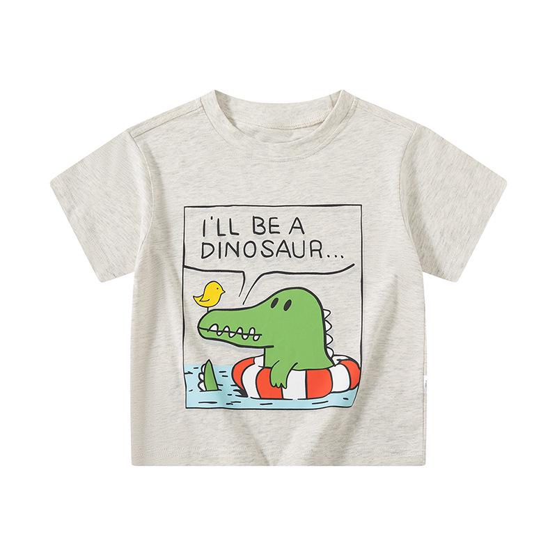 Summer Cartoon Print Korean Style Short Sleeve T-shirt for Boys 110 cm