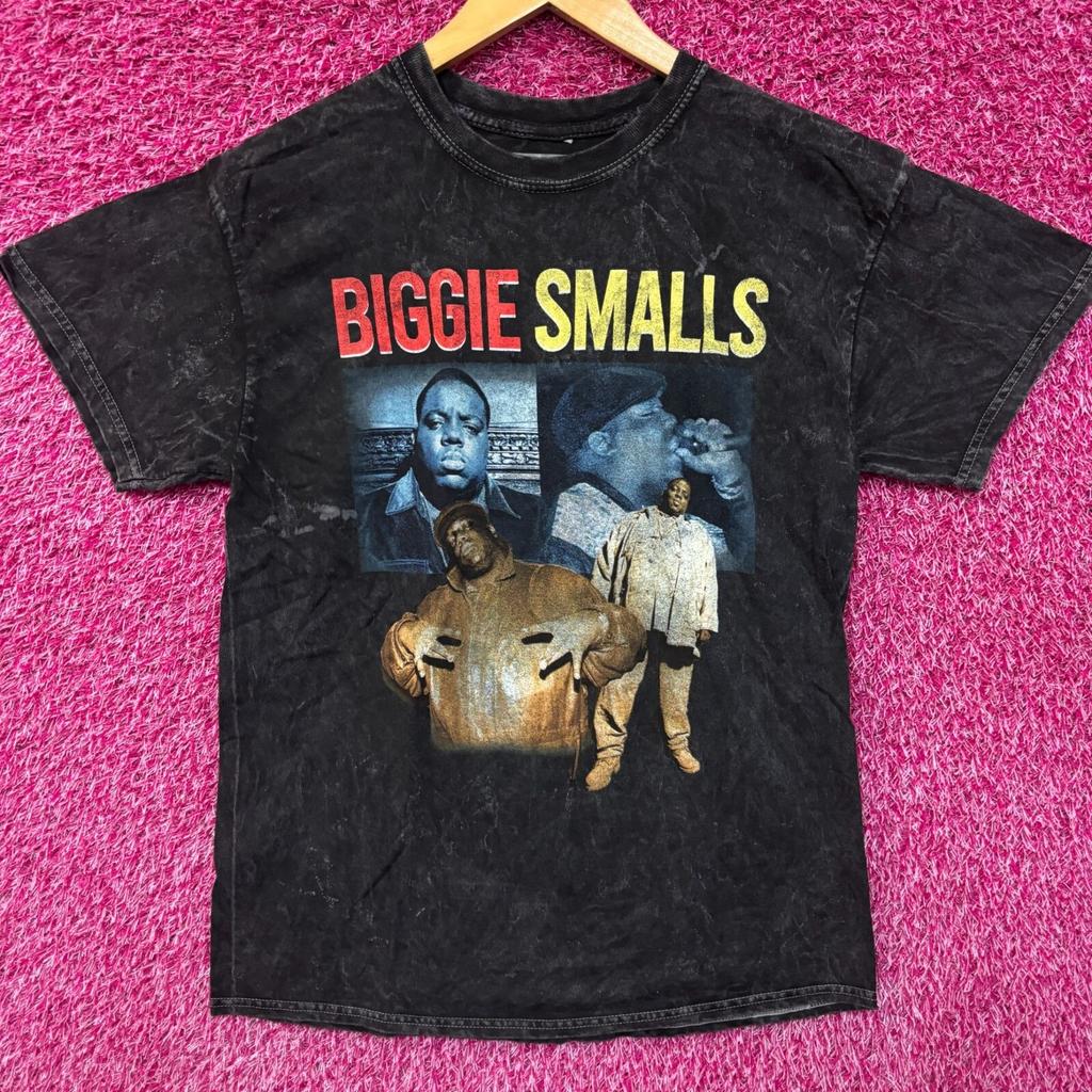 Notorious B.I.G. Biggie Smalls Collage Mineral Wash Rap Tee Med
