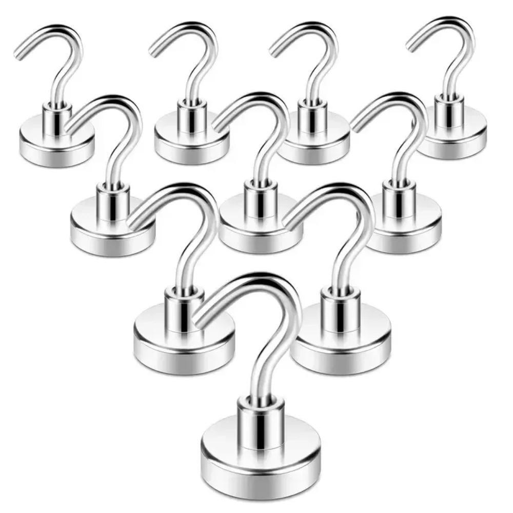 10PCS Strong Magnetic Hooks Heavy Duty Load Bearing Multi Purpose Storage for Home Kitchen Bar Key Hanging Organizer Magnets